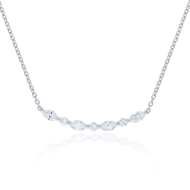 18ct White Gold Mix Cut 0.63ct Diamond Necklace