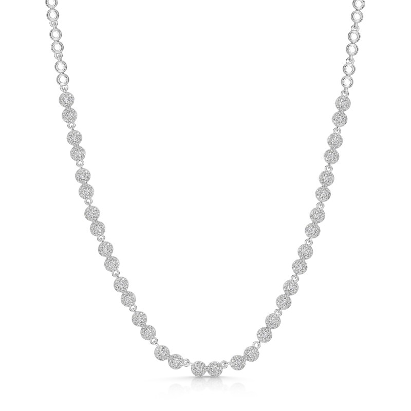 18ct White Gold Round Brilliant 2.15ct Diamond Illusion Style Cluster Necklet