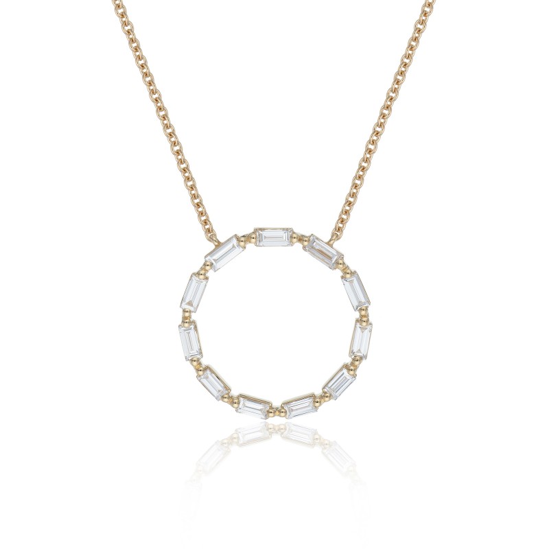 18ct Yellow Gold 0.47ct Baguette Cut Open Diamond Pendant