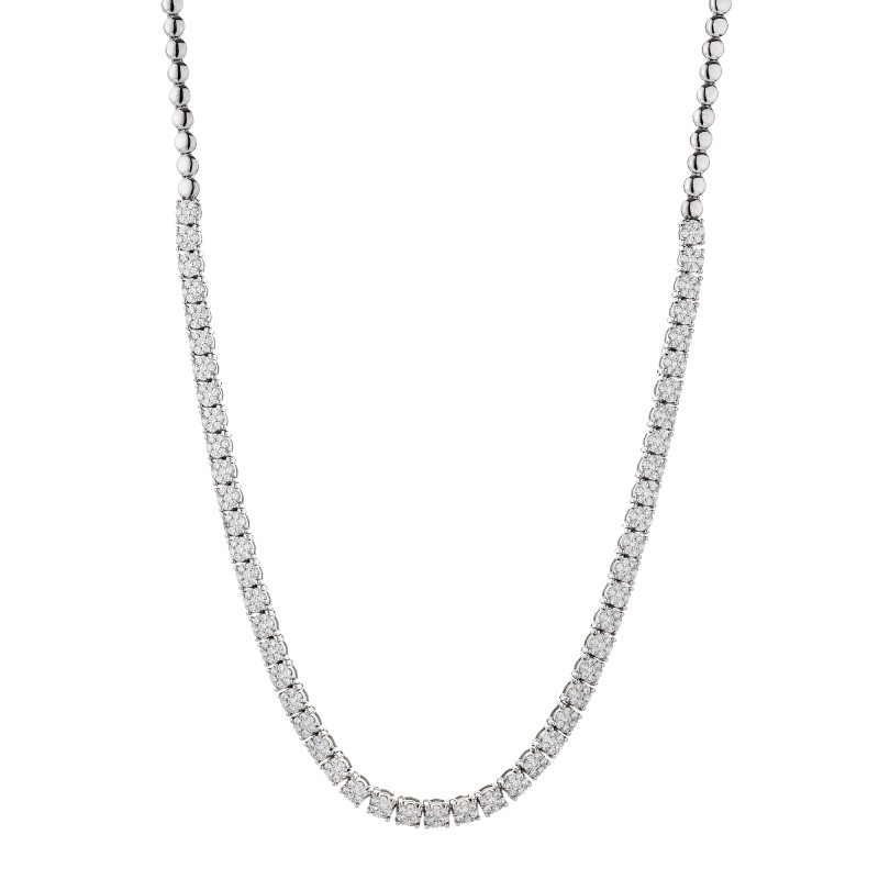 9ct White Gold Brilliant Cut 4.00ct Diamond Tennis Necklace