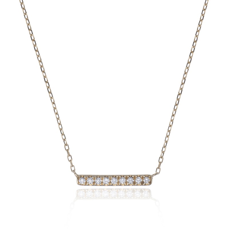 9ct Yellow Gold Brilliant Cut Bar 0.05ct Diamond Necklet