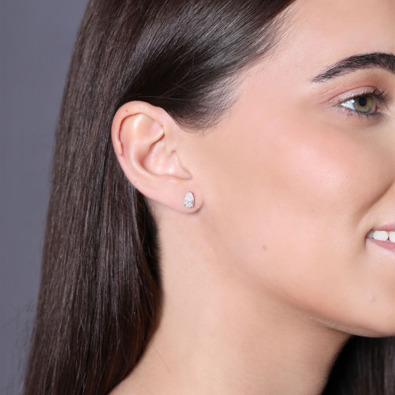 18ct White Gold Pear Cut 1.50ct Diamond Stud Earrings