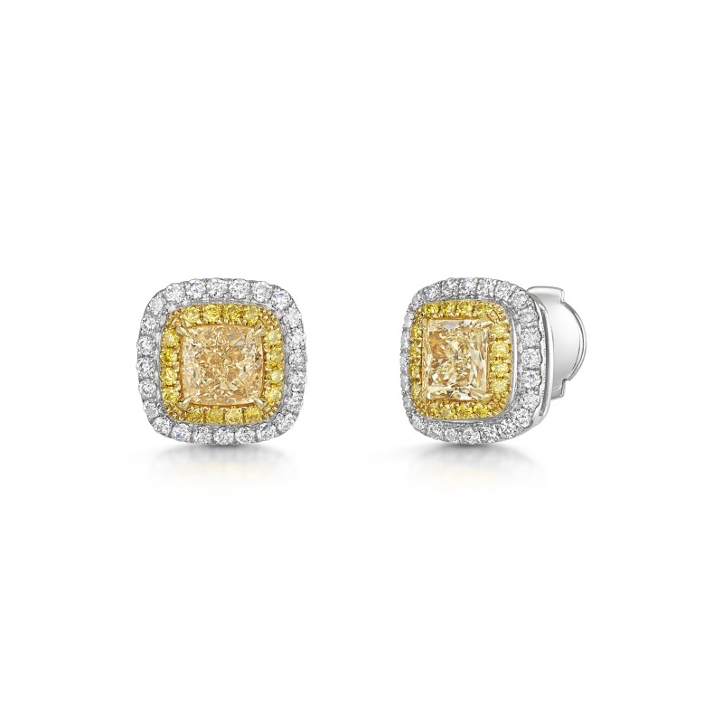 18ct White Gold 2.00ct Yellow Diamond Earrings