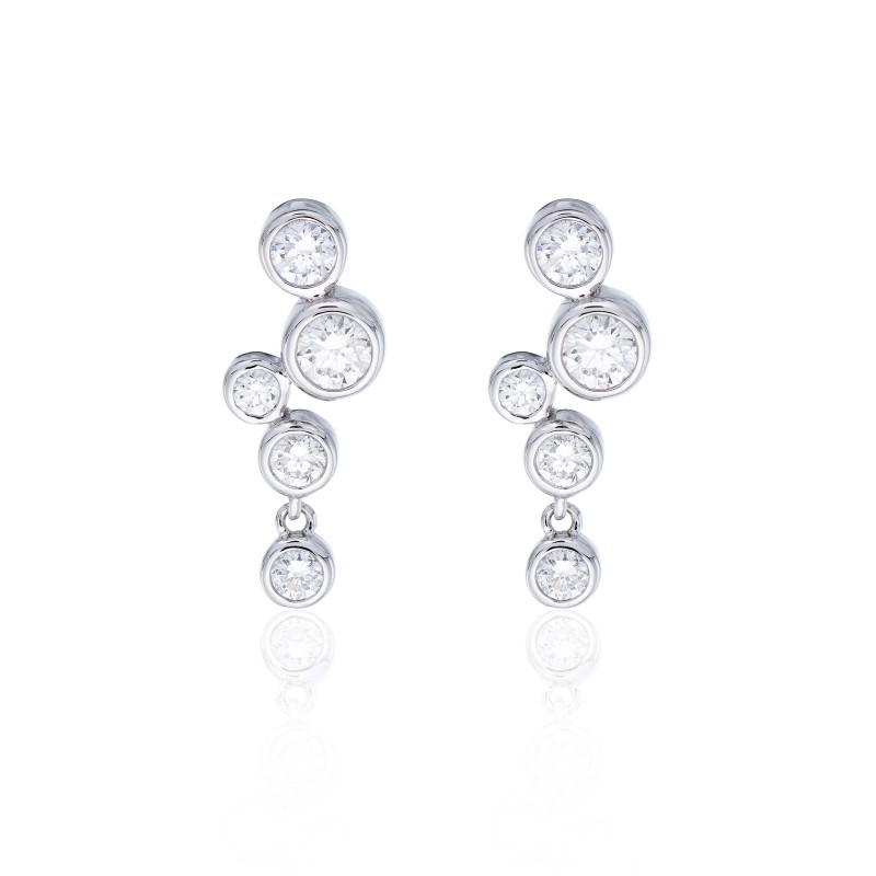 18ct White Gold Rub Over Brilliant Cut 0.71ct Diamond Drop Earrings