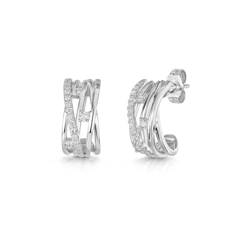 18ct White Gold Round Brilliant 0.33ct Diamond Multi Strand Cross Over Earrings