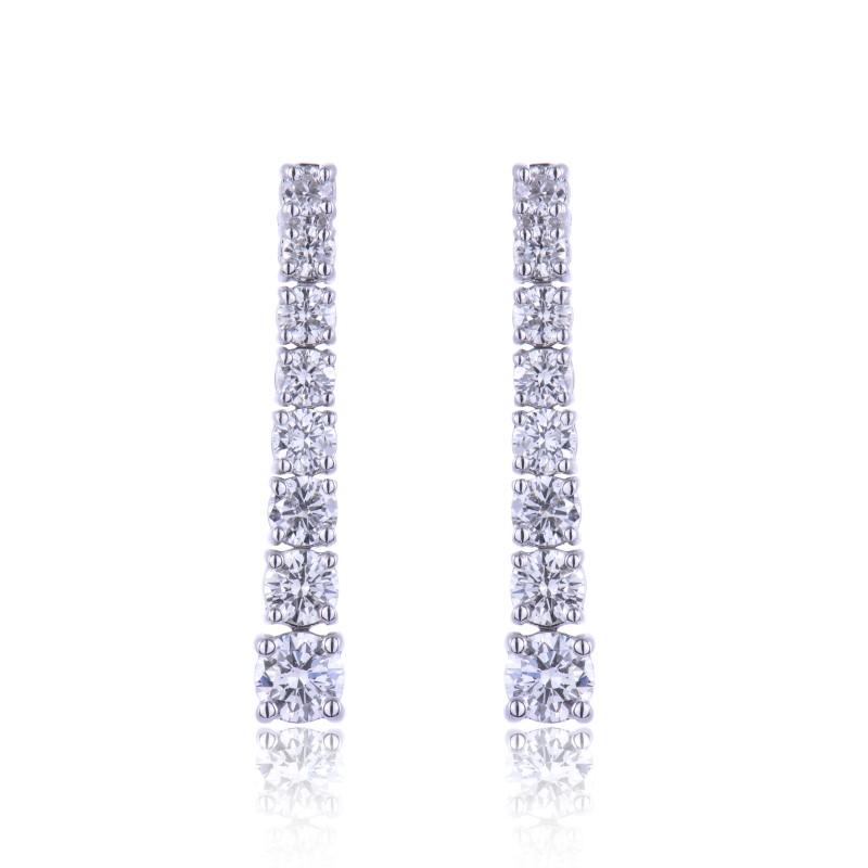18ct White Gold 1.10ct Diamond Drop Earrings