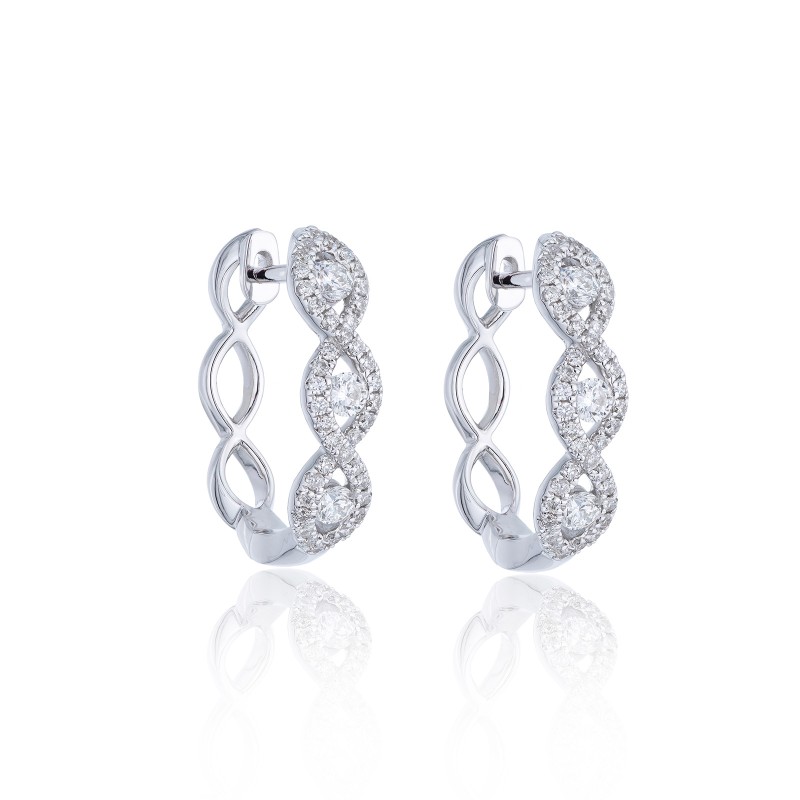 18ct White Gold Brilliant Cut 0.50ct Diamond Hoop Earrings