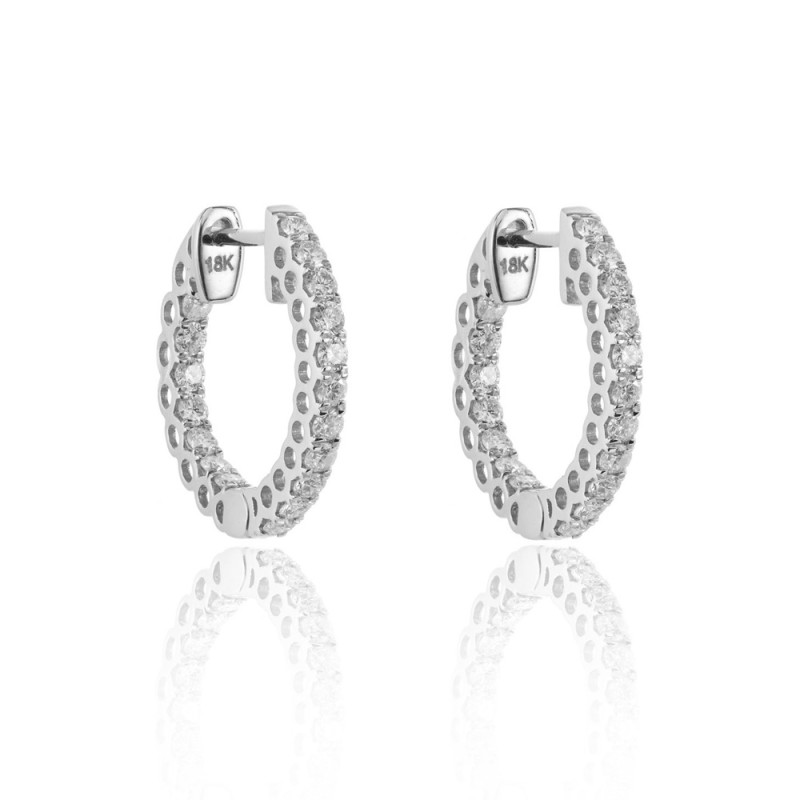 18ct White Gold Brilliant Cut 0.50ct Diamond Hoop Earrings