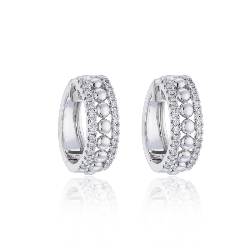18ct White Gold Round Brilliant 0.40ct Diamond Fancy Hoop Earrings