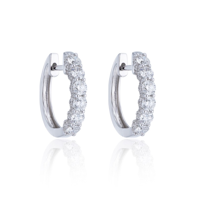 18ct White Gold 0.91ct Round Brilliant Diamond Hoop Earrings