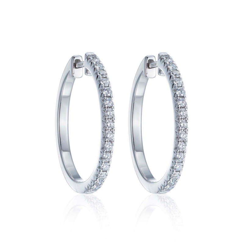 18ct White Gold Brilliant Cut 0.63ct Diamond Hoop Earrings