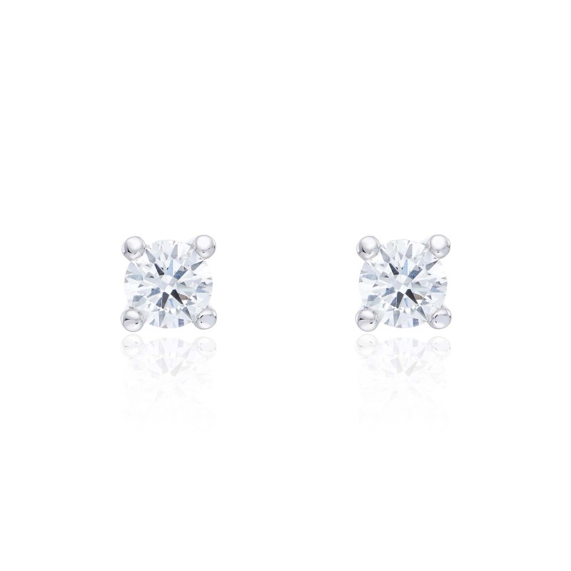 18ct Yellow Gold 0.50ct Round Brilliant 4 Claw Diamond Solitaire Earrings