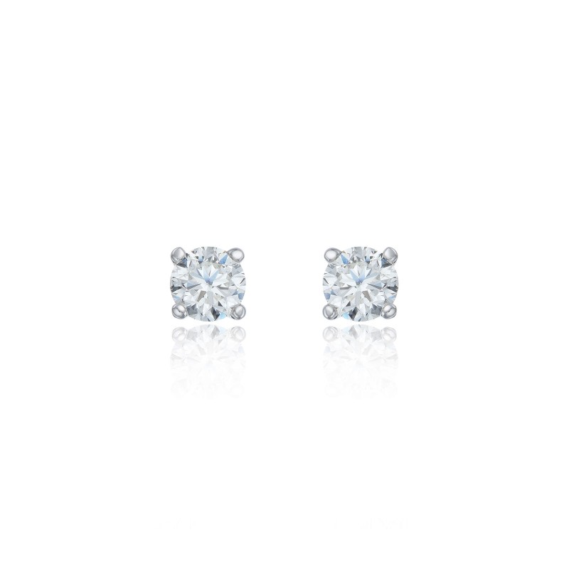 18ct Yellow Gold 0.75ct Round Brilliant 4 Claw Diamond Solitaire Earrings