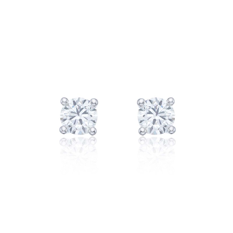 18ct Yellow Gold 1.00ct Round Brilliant 4 Claw Diamond Solitaire Earrings