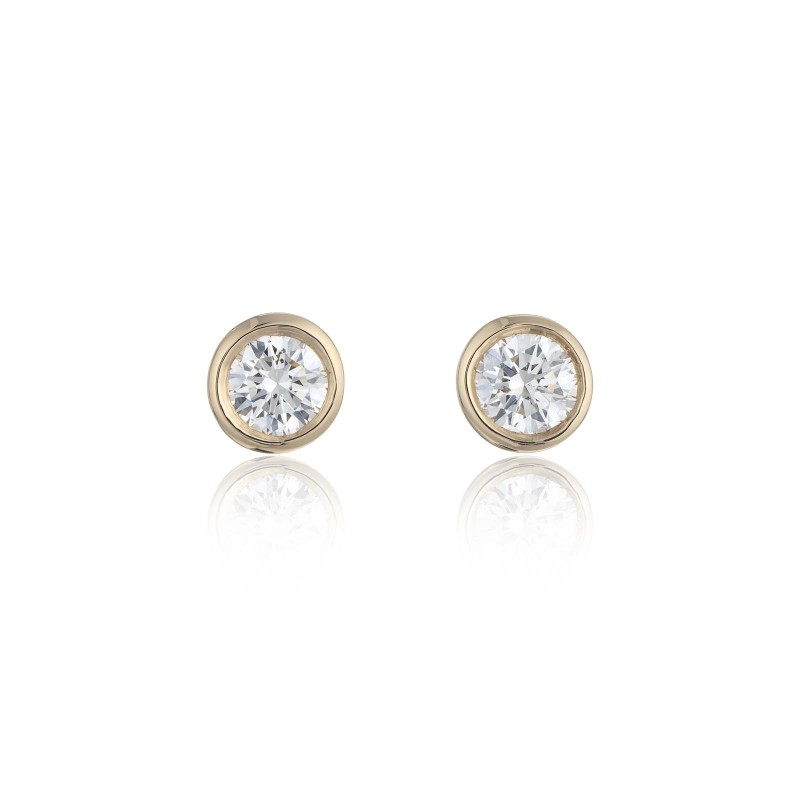 18ct Yellow Gold 0.23ct Diamond Rub Over Earrings