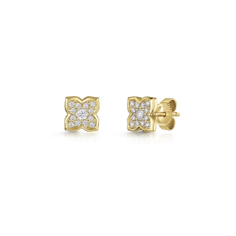 18ct Yellow Gold Round Brilliant 0.25ct Diamond Clover Earrings