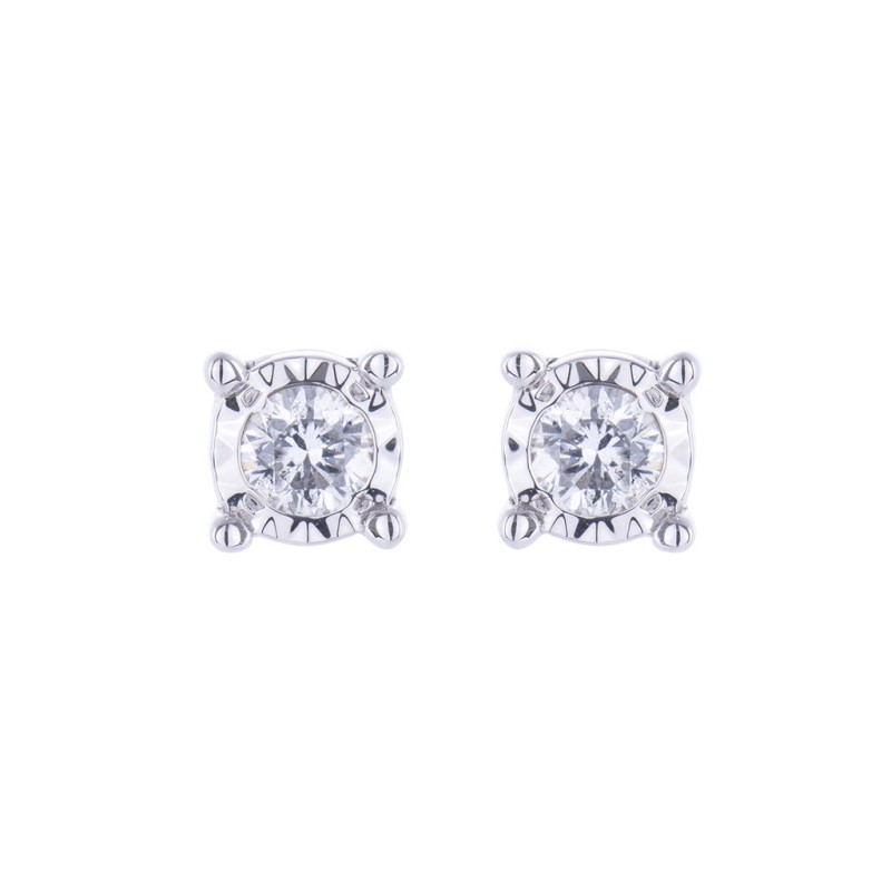 9ct White Gold Brilliant Cut 0.15ct Diamond Stud Earrings