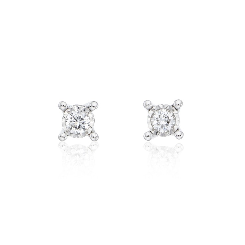 9ct White Gold Brilliant Cut 0.07ct Diamond Stud Earrings