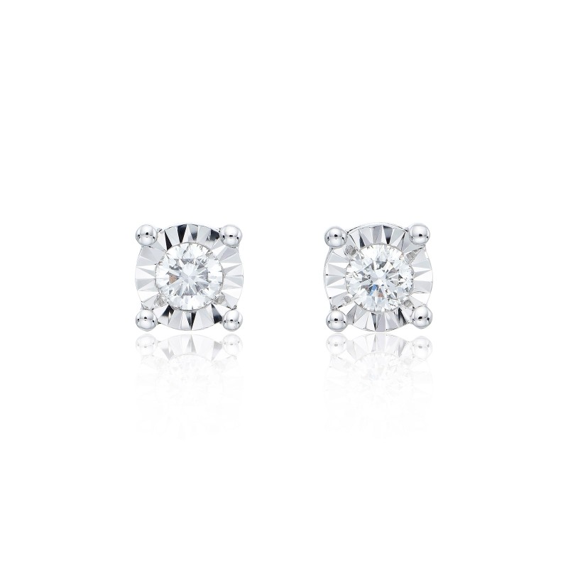 9ct White Gold Brilliant Cut 0.20ct Diamond Stud Earrings