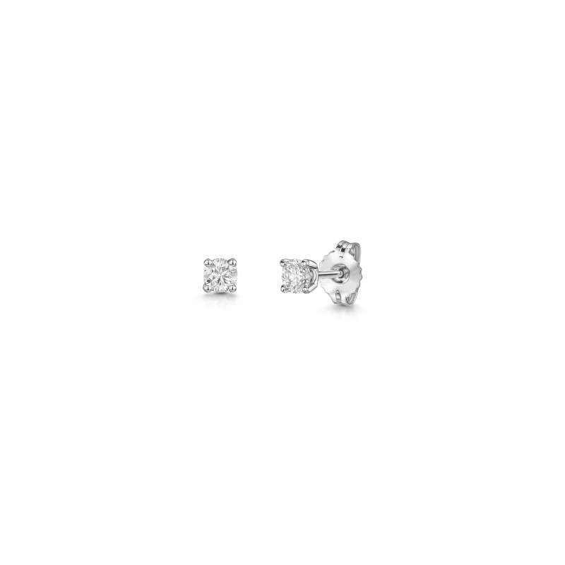 9ct White Gold Round Brilliant 0.33ct Diamond 4 Claw Solitaire Earrings