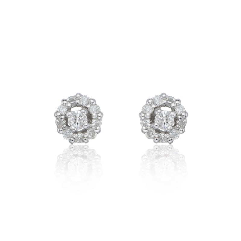 9ct White Gold Brilliant Cut 0.25ct Diamond Cluster Stud Earrings