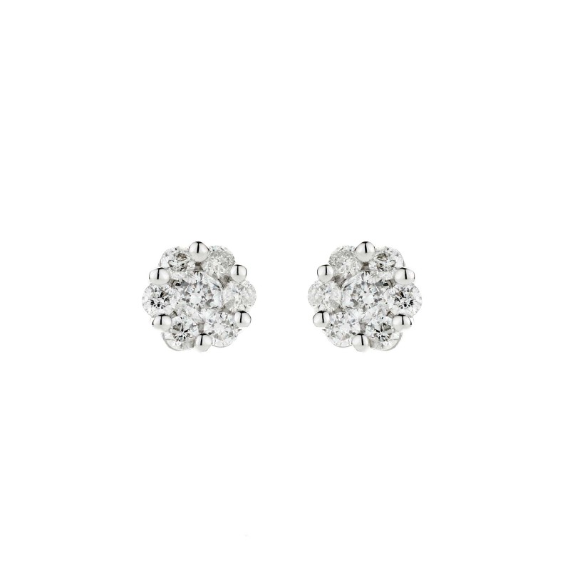 9ct White Gold Brilliant Cut 0.30ct Diamond Cluster Stud Earrings