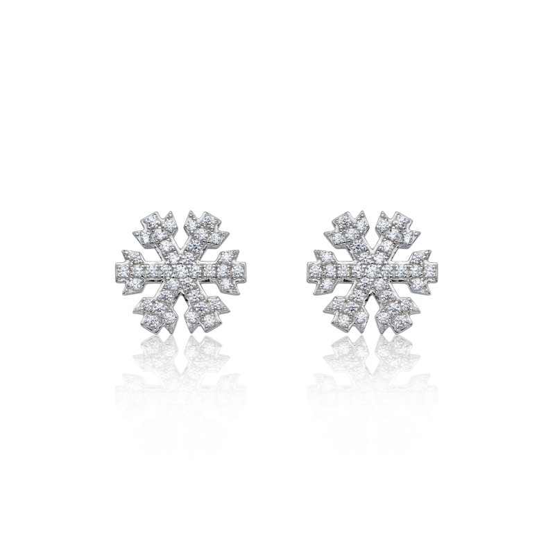 9ct White Gold Brilliant Cut 0.37ct Diamond Snowflake Stud Earrings 1