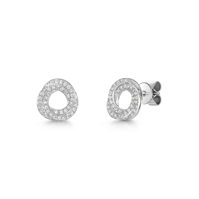 9ct White Gold Open Twist Circle 0.20ct Diamond Earrings