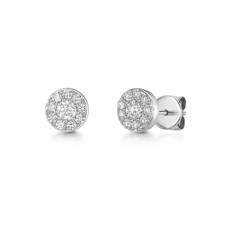 9ct White Gold Round Brilliant 0.33ct Diamond Illusion Style Earrings