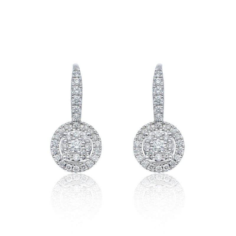 9ct White Gold Brilliant Cut 0.62ct Diamond Drop Earrings
