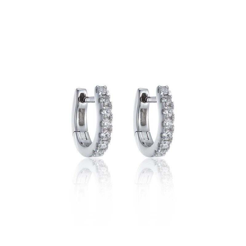 9ct White Gold Brilliant Cut 0.15ct Diamond Huggie Hoop Earrings