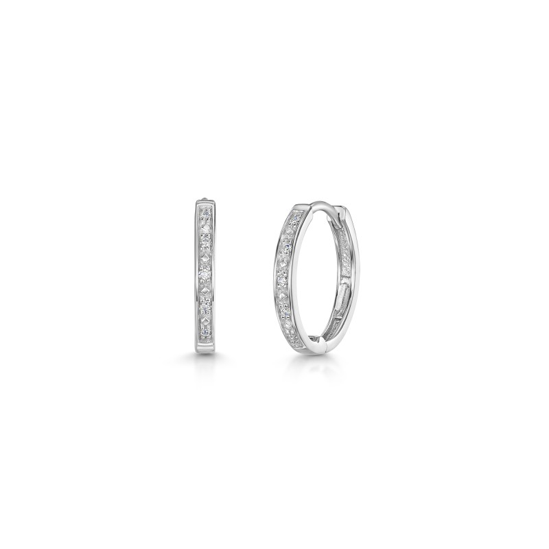 Chisholm Hunter 9ct White Gold 0.05ct Round Brilliant Diamond Hoops