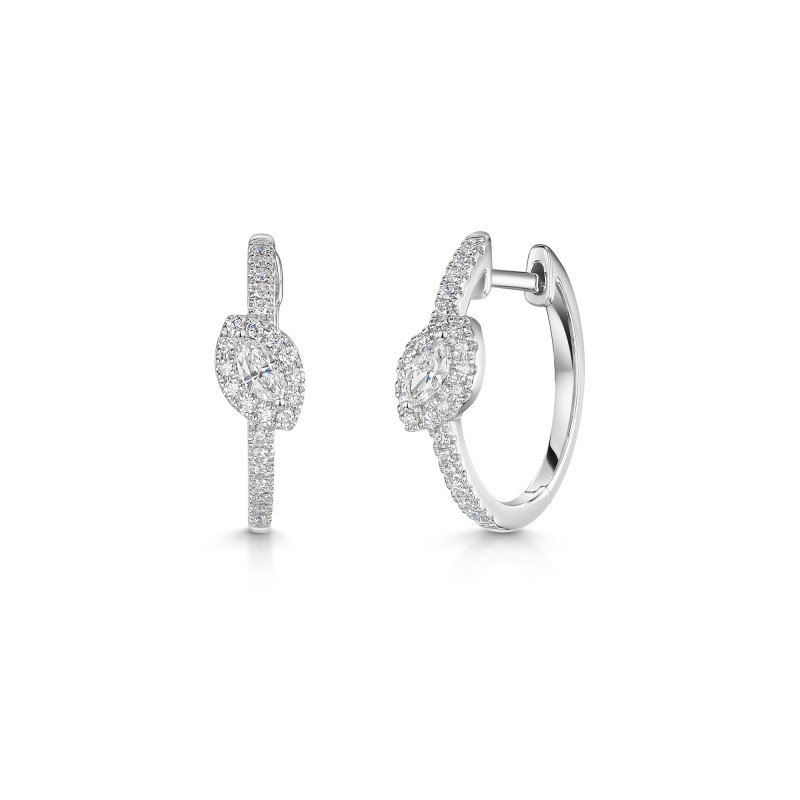 9ct White Gold 0.33ct Diamond Marquise Cut Halo Earrings