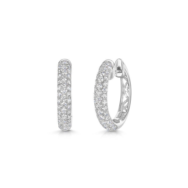 9ct White Gold Round Brilliant 0.90ct Diamond Hoop Earrings