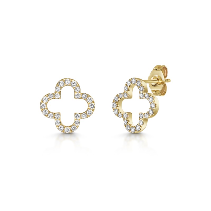 9ct Yellow Gold 0.37ct Diamond Clover Earrings