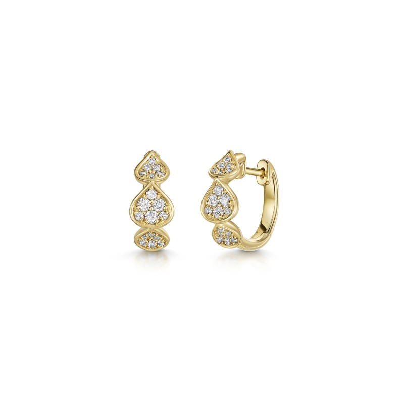 9ct Yellow Gold 0.58ct Diamond Cluster Pear Shape Hoop Earrings