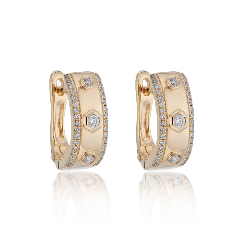 9ct Yellow Gold Trilogy Brilliant Cut 0.33ct Diamond Hoop Earrings