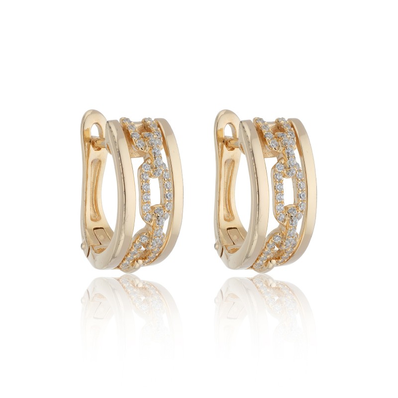 9ct Yellow Gold Brilliant Cut 0.46ct Link Diamond Hoop Earrings