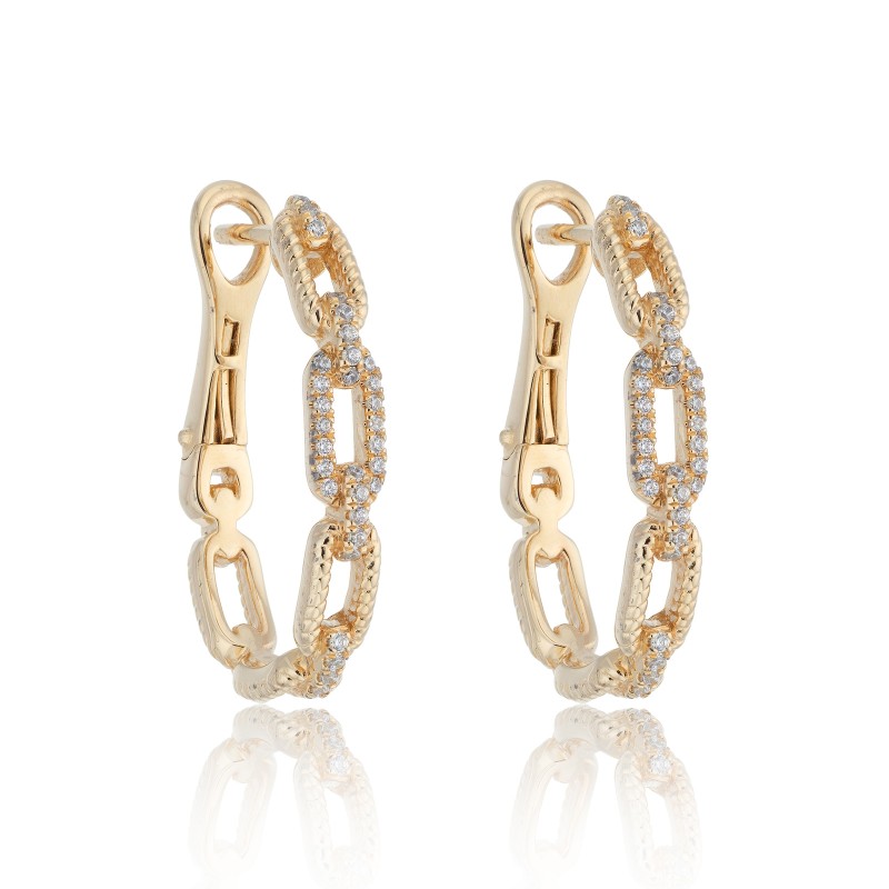 9ct Yellow Gold Brilliant Cut 0.23ct Diamond Hoop Earrings