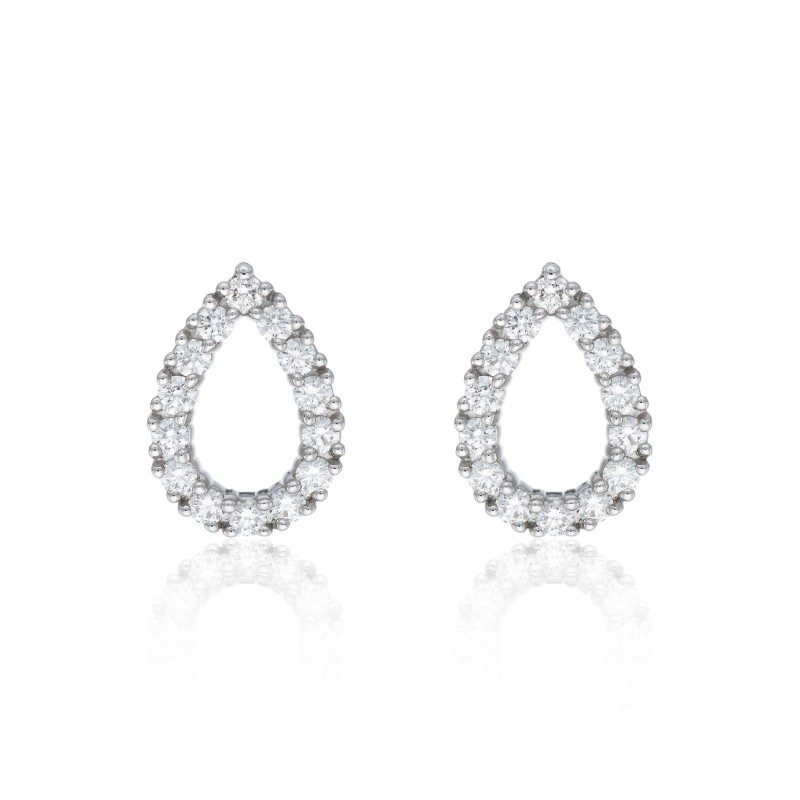 18ct White Gold 0.80ct Round Brilliant Diamond Fancy Pear Earrings