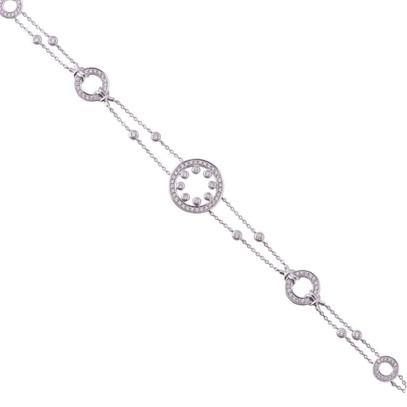 Exclusive 18ct White Gold Round Brilliant Open Fancy Circle 0.95ct Diamond Bracelet