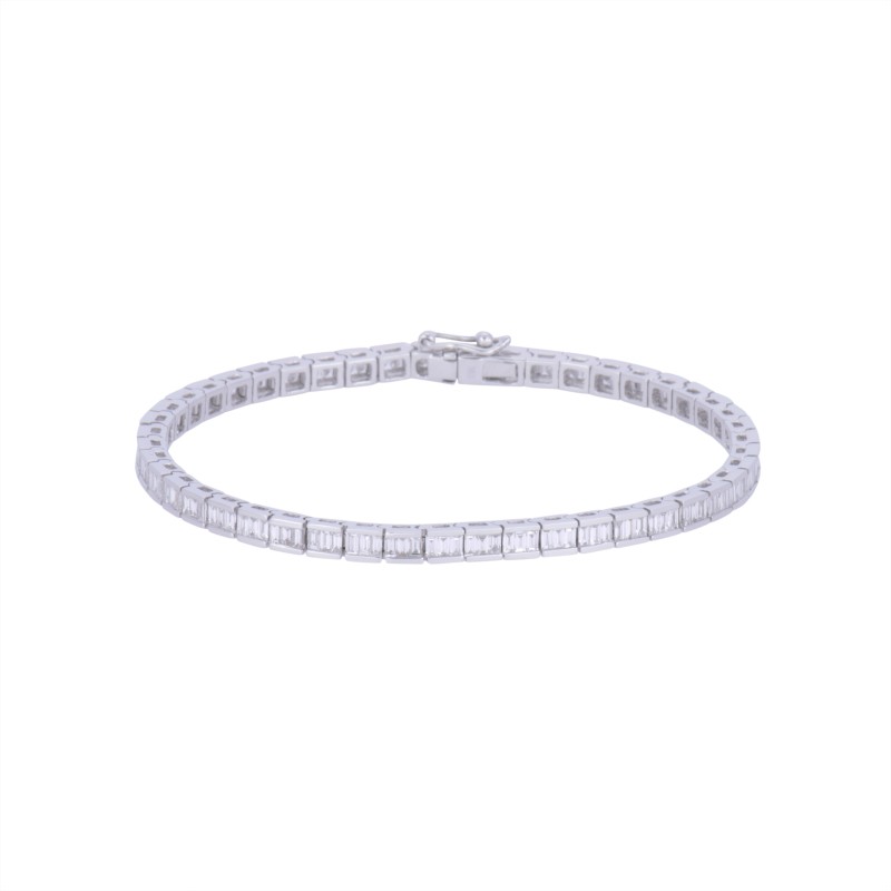 18ct White Gold Baguette Cut 3.00ct Diamond Bracelet