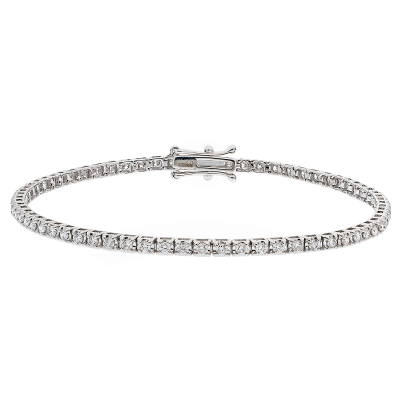 18ct White Gold Brilliant Cut 1.25ct Diamond Tennis Bracelet