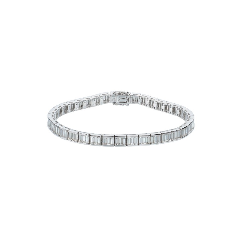 18ct White Gold Baguette Cut 7.25ct Diamond Bracelet