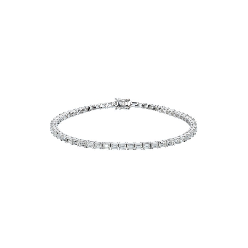 18ct White Gold Emerald Cut 6.00ct Diamond Bracelet