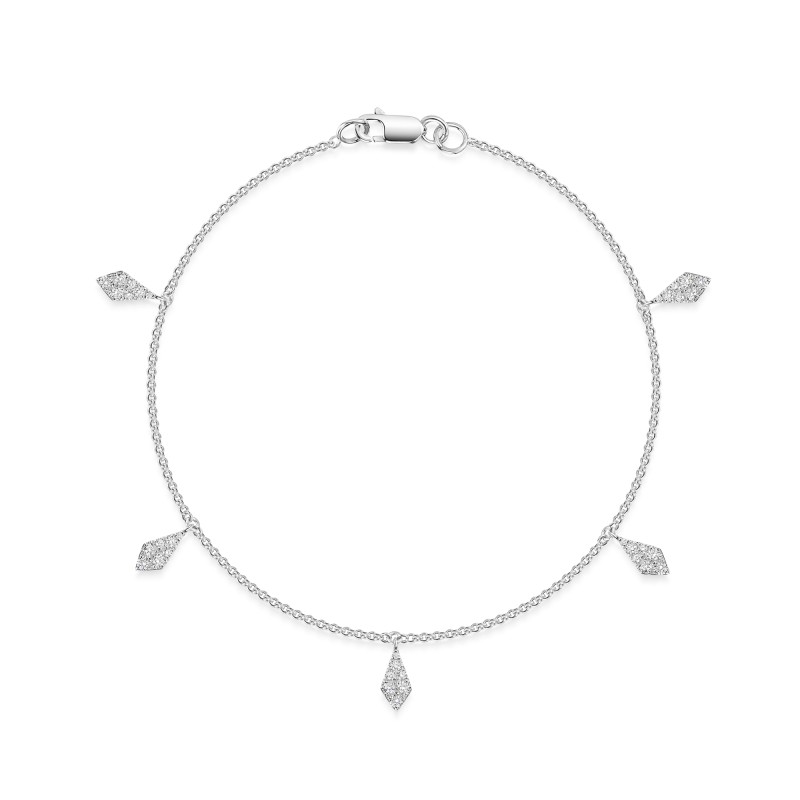 18ct White Gold Round Brilliant 0.33ct Diamond Kite Shape Multi-Drop Bracelet