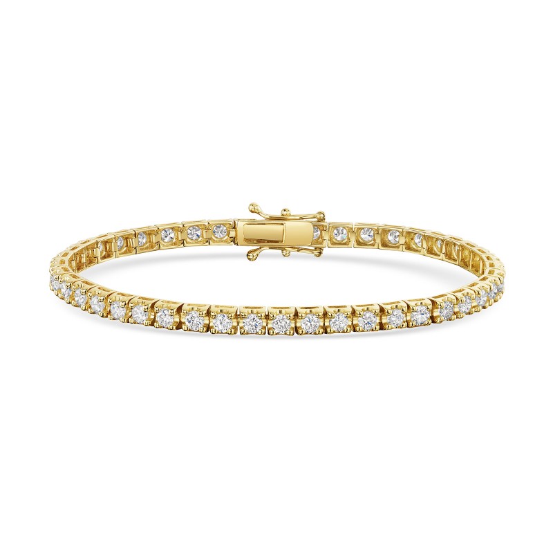 18ct Yellow Gold Brilliant Cut 4.00ct Diamond Tennis Bracelet