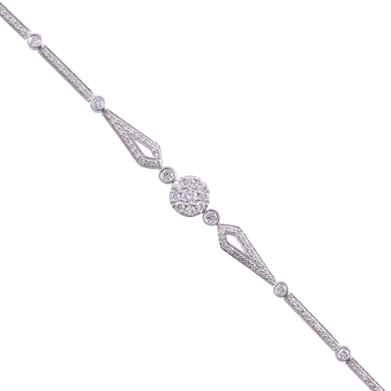 9ct White Gold Approx 0.85ct Round Brilliant Diamond Bracelet