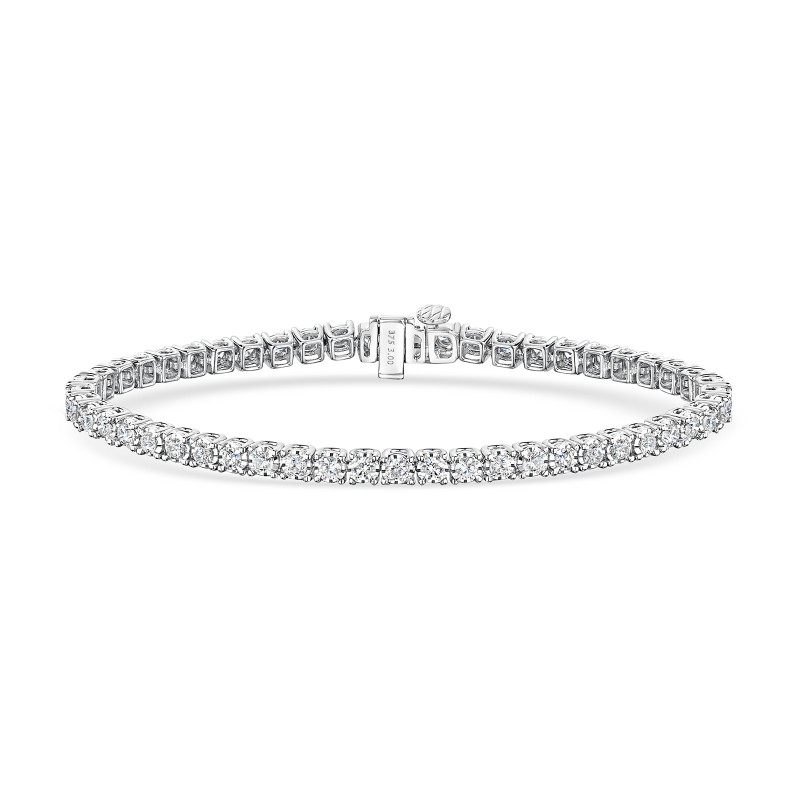 9ct White Gold Brilliant Cut 3.03ct Diamond Tennis Bracelet