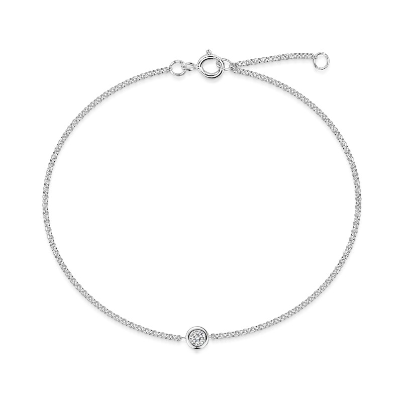 9ct White Gold Rub Over 0.08ct Diamond Bracelet